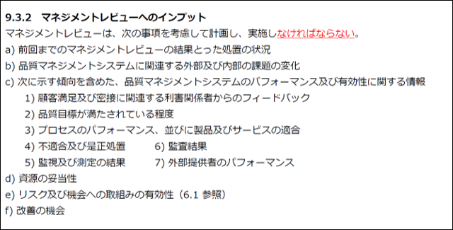 ISOマネジメントシステム　【9.3.2 マネジメントレビューへのインプット】